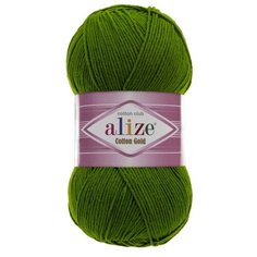 Пряжа Alize Cotton Gold (Ализе Коттон Голд) - 1 моток 35 зеленый 55% хлопок, 45% акрил 330м/100г