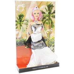 Большая кукла в вечернем платье 29 см (Бело-черное, кружевное платье, бижутерия) Нет бренда