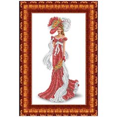 Набор для вышивания бисером "Дама с шарфом в красном"(цена производителя) 24х39 см. каролинка