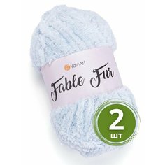 Пряжа для вязания YarnArt Fable Fur (ЯрнАрт Фейбл Фур) - 2 мотка 971 бледно-голубой, меховая, 100% микрополиэстер, 100м/100г