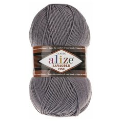 Пряжа Alize Lanagold Fine, 49 % шерсть, 51 % акрил, 100 г, 390 м, 1 шт., 348 темно-серый