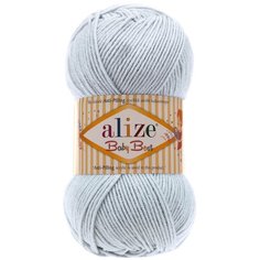 Пряжа Alize Baby Best, 90 % акрил, 10 % бамбук, 100 г, 240 м, 5 шт., 224 светло-серый