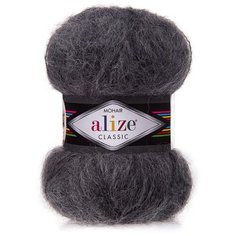 Пряжа Alize Mohair classic, 24 % шерсть, 25 % мохер, 51 % акрил, 100 г, 200 м, 5 шт., 196 темно-серый меланж