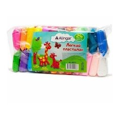 Пластилин легкий 24 цвета 240гр +3 стека (п/упаковка) (3668) Alingar