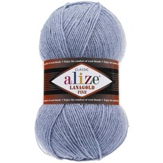 Пряжа Alize Lanagold Fine (Ланаголд Файн) - 3 шт Цвет: 221 светлый джинс меланж 49% шерсть, 51% акрил 100г 390м