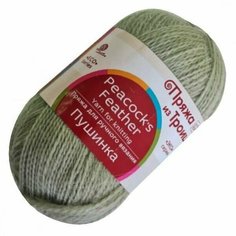 Пряжа из Троицка Пушинка, 50% козий пух 50% шерсть, цвет Светлый хаки (494), 50г/225м х 5 мотков Троицкая камвольная фабрика