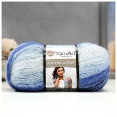 Пряжа "Angora Active" 20% шерсть, 80% акрил 500м/100гр (842 син-гол-бел) Yarn Art