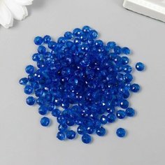 Набор бусин для творчества пластик "Кристалл с гранями синий" 20 гр 0,4х0,6х0,6 см Нет бренда