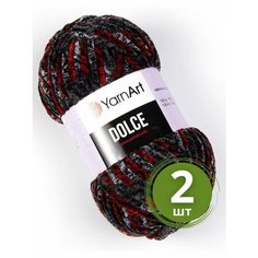 Пряжа YarnArt Dolce (Дольче) - 2 мотка Цвет: 806 серо-красный меланж 100% микрополиэстер 100г 120м
