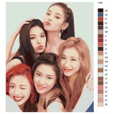 Картина по номерам V-85 "K-pop ITZY. Участники группы" 70x90 Brushes Paints