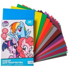 Набор "My little pony" А4: 10л цветного одностороннего картона + 16л цветной двусторонней бумаги Hasbro