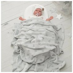 Плед, покрывало детский Baby Nice , "Горох", серый 100х118, для новорожденных