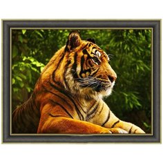 АЖ-4133 Картина стразами Золотой тигр 40*30см Алмазная живопись