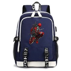 Рюкзак Дедпул (Deadpool) синий с USB-портом №4 Noname