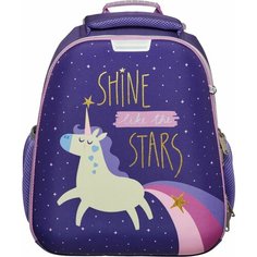 Ранец №1School Единорог Shine меняет цвет, 2 отд, эргоном. Спинка