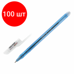 Комплект 100 шт, Ручка шариковая масляная STAFF "College OBP-13", синяя, узел 0.5 мм, линия письма 0.35 мм, 143746