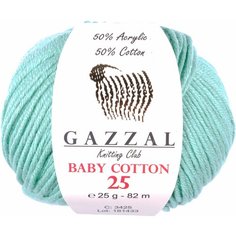 Пряжа Gazzal Baby Cotton 25 мята (3425), 50%хлопок/50%акрил, 82м, 25г, 1шт