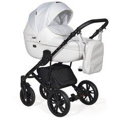 Коляска 2в1 Indigo MIO miо 01 (белая кожа+белый узор)