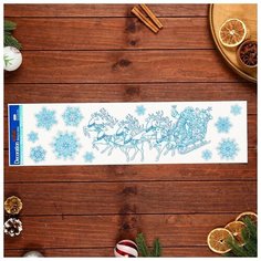 Наклейки на окна "Новогодние" снежинки 60 х 15 см, Noname