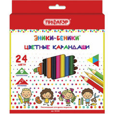 Набор карандашей Карандаши цветные пифагор "эники-беники", 24 цвета, классические заточенные, 181348, 6 упаковок