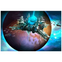 Картина по номерам на холсте настольная игра Звездные империи Star Realms Космос - 6950 Г 60x40