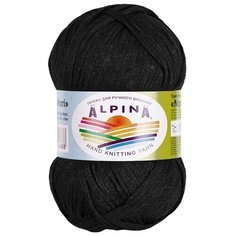 Пряжа ALPINA "NORI" 56% акрил, 44% хлопок 10 шт. х50г 100м №01 чёрный