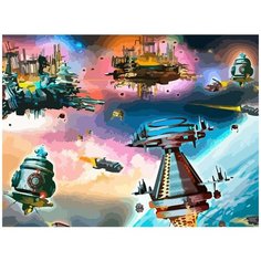 Картина по номерам на холсте настольная игра Звездные империи Star Realms Космос - 6944 Г 30x40