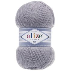 Пряжа Alize Lanagold 800 (Ланаголд 800) - 1 моток 200 светло-серый 49% шерсть, 51% акрил 800м/100г