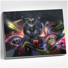 Картина по номерам (40х50) Кошка в стиле граффити (20 цветов) HR0140 Molly