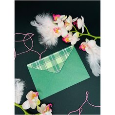 Конверт бумажный с рисунком, клеевым слоем, почтовый, подарочный, размер 16х11,4 см, цвет: зеленый, комплект 10 шт Art & Craft