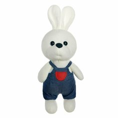 Мягкая игрушка Abtoys Knitted. Зайка мальчик вязаный, 22см в джинсовом комбинезончике Китай