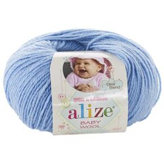 Пряжа Alize Baby Wool (Ализе Беби Вул) - 5 мотков Цвет: 40, Голубой, 40% шерсть 20% бамбук 40% акрил, 50 г / 175 м