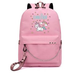 Рюкзак с Единорогом (Unicorn) розовый с цепью №4 Noname