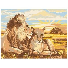 Школа талантов Алмазная мозаика на подрамнике с полным заполнением «Львы», 30х40см