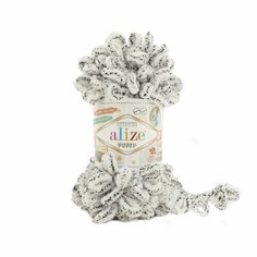 Пряжа ALIZE Puffy (Alize), снежный барс (бел с черн - 686, 100% микрополиэстер, 5 мотков, 100 г, 9.5 м.