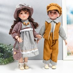 Кукла коллекционная парочка "Ирина и Артём, полоска и клетка" набор 2 шт 40 см 7559306 Сима ленд