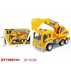 Экскаватор Shantou батарейки, свет, звук, желтый, в коробке (3349B)