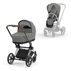 Универсальная коляска Cybex Priam IV 2 в 1, soho grey/chrome/brown, цвет шасси: Chrome-Brown