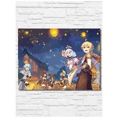 Картина по номерам на холсте игры геншин, genshin impact, новый год, рождество - 11470 Г 30x40