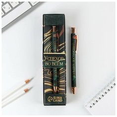 Ручка пластик в подарочной коробке «Успехов во всем», шариковая, синяя паста 0,7мм Art Fox