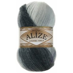 Пряжа Alize Angora gold batik (Ангора Голд Батик) 1900 бело-серо-черный 20% шерсть, 80% акрил 100г 550м 1 шт