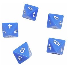 Восьмигранный кубик (D8), 5 шт, синий (для DnD (ДнД), Pathfinder, настольных, трансформационных игр, обучению детей счету) Pandoras Box Studio