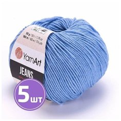 Пряжа для вязания крючком, спицами YarnArt Ярн Арт Ярнарт Jeans, средняя, хлопок, полиакрил, цвет 15, гиацинт, 5 шт. по 50 г, 160 м