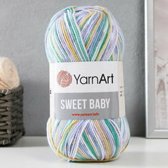 Пряжа "Sweet Baby" 100% акрил 300м/100г (913 зел-желт-астра) Yarn Art