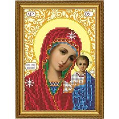 Вышивка бисером набор на атласе для вышивания "Вышивочка" икона "Прсв. Бца Казанская" 11*16см