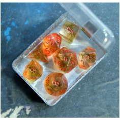 Набор кубиков для настольных ролевых игр (Dungeons and Dragons, DnD, D&D, Pathfinder) - Крафтовый набор от мастера Кирия Маска - Красный с красным Единорог