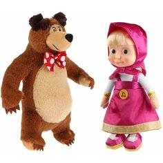 Набор мягких игрушек Маша и Медведь, озвученные, 29 см Мульти пульти