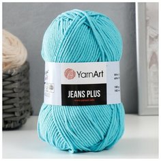 Пряжа "Jeans plus" 55% хлопок, 45% акрил 160м/100гр (33 голубой ), 1шт Yarn Art