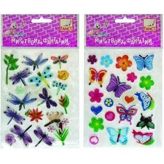 Fancy Creative FD060066 Наклейки полимерные бабочки-стрекозы 11*15,5см, ассорти 2 дизайна, п/п с европодвесом fancy creative