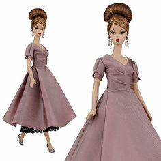 Лилово-розовое коктейльное платье для кукол 29 см. типа барби с подъюбником Elenpriv